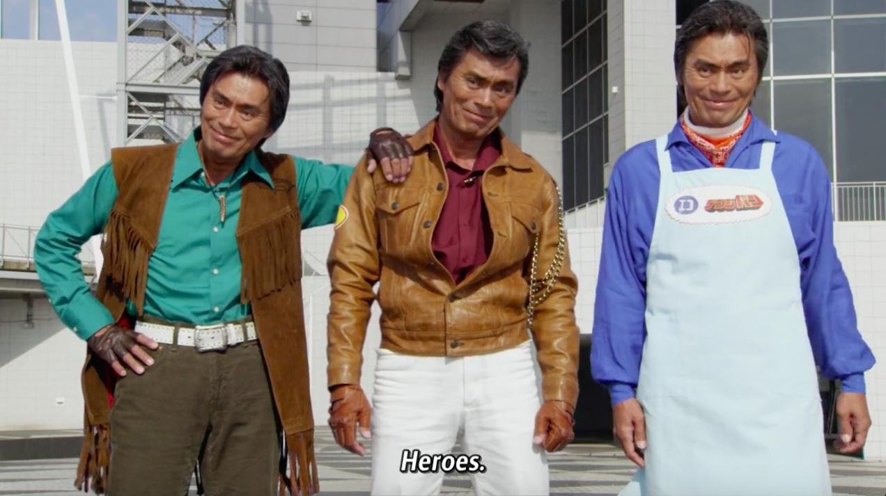 Kenji Ohba in his three roles, unmorphed